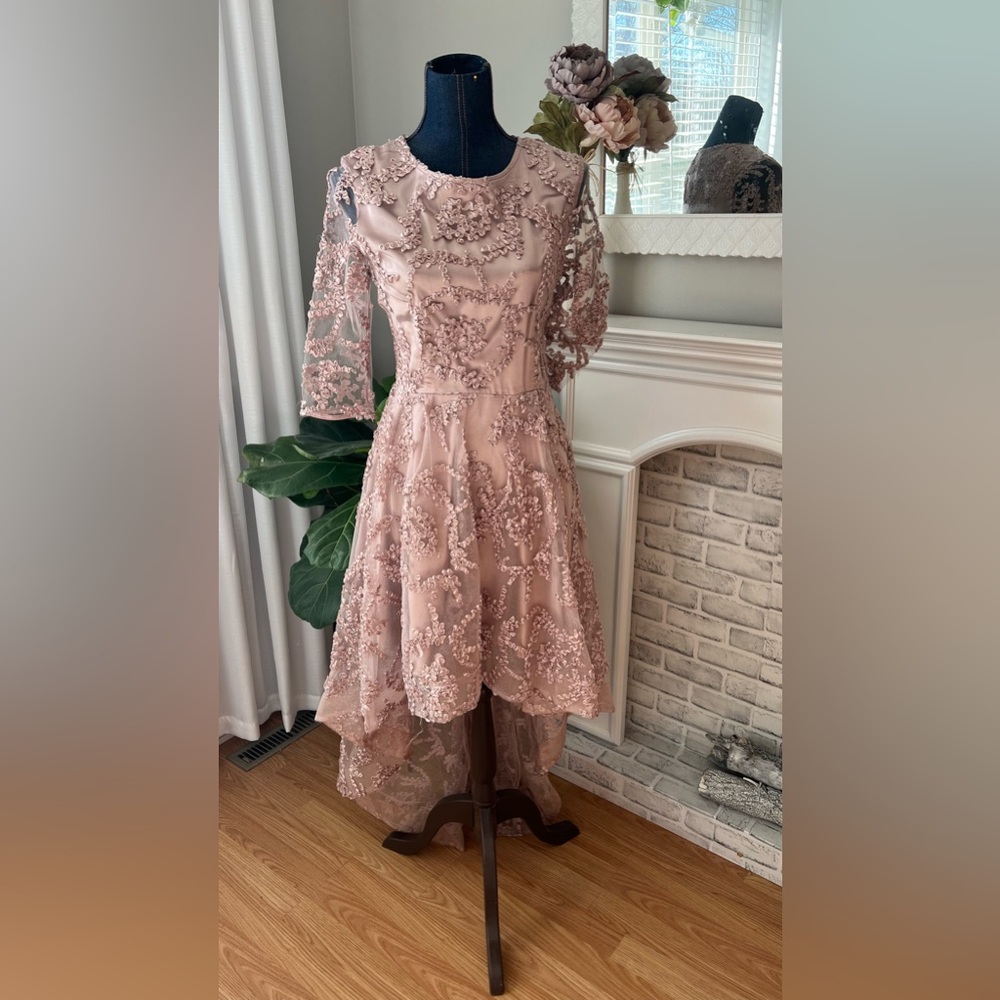 Blush pink high low dress